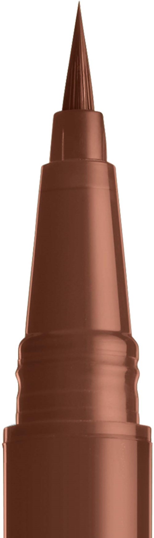 A brown liquid eyeliner pen with a pointed brush tip.