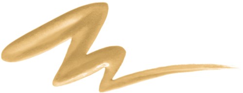 A gold-colored brushstroke with a curved shape, on a black and white background.