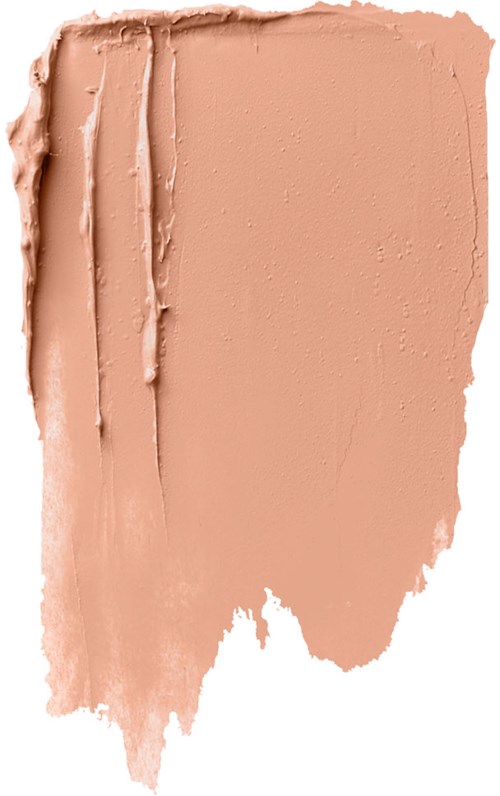 En provbit av beige makeupfoundation med lite textur och ojämna kanter.