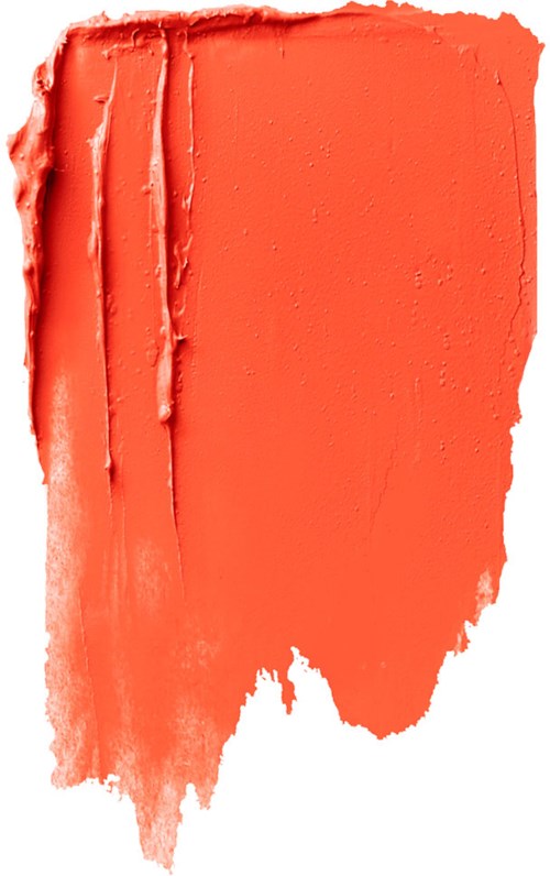En stor, orange-röd färgklick med ojämna kanter och texturerad yta.