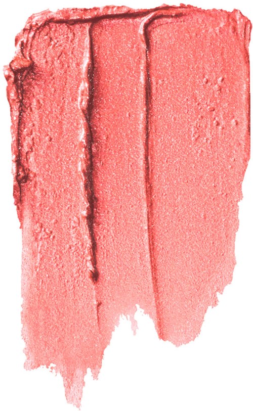 En rosa blush eller läppstiftssvagn med synliga streck och texturerad yta.