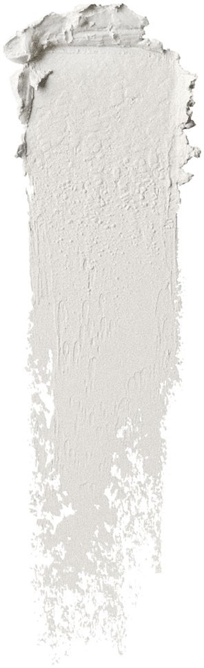 White paint or powder spread in a long vertical strip with uneven edges.