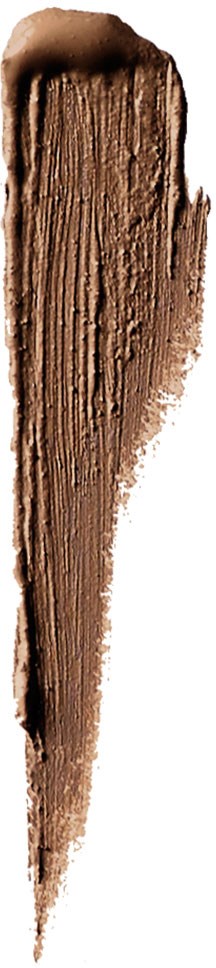 Ein brauner Streifen auf weißem Hintergrund, möglicherweise Make-up oder Kosmetikprodukt.
