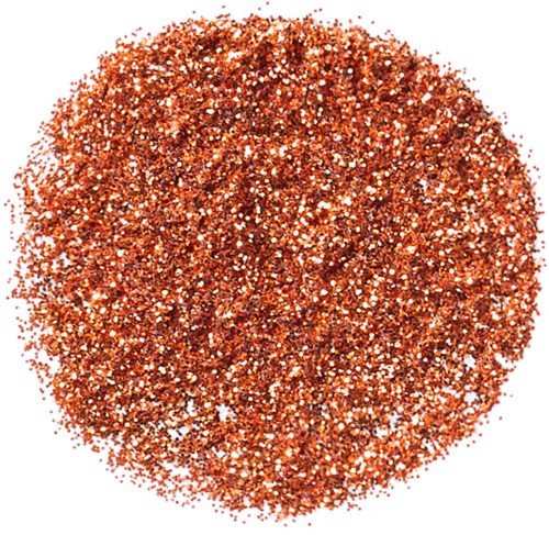 Een ronde hoop glanzende, oranjebruine glitterdeeltjes. Funkeling en dicht opeengepakt met een sprankelende oppervlakte.