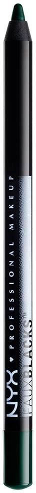 A black and green NYX professional makeup eyeliner pencil with a fine tip for precise application.