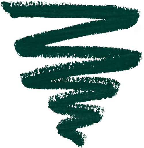 Green, spiral brush stroke on a white background.