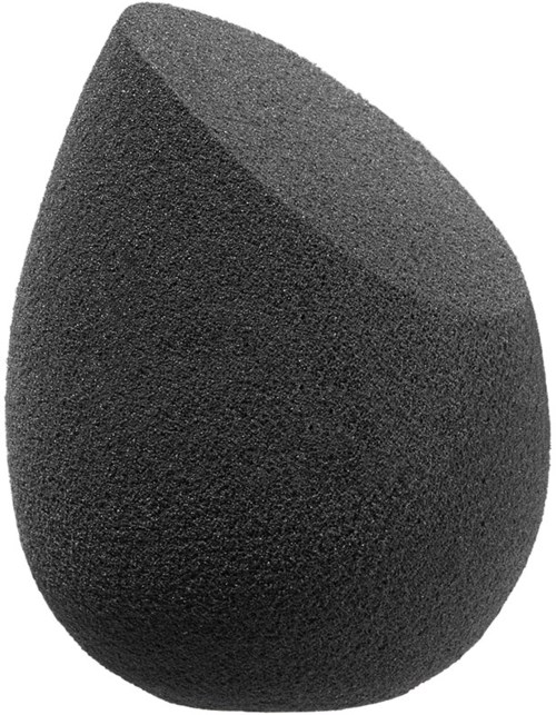 A black, rounded, soft speaker with a textured surface, slightly pointed top, and larger bottom.