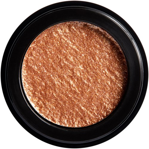 En rund makeup-compact med skimrande bronsögonskugga inuti.