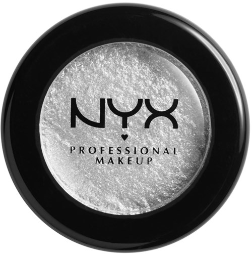 Ett runt behållare med NYX-logga och text för professionell makeup inuti. Behållaren är svart med ett genomskinligt lock.