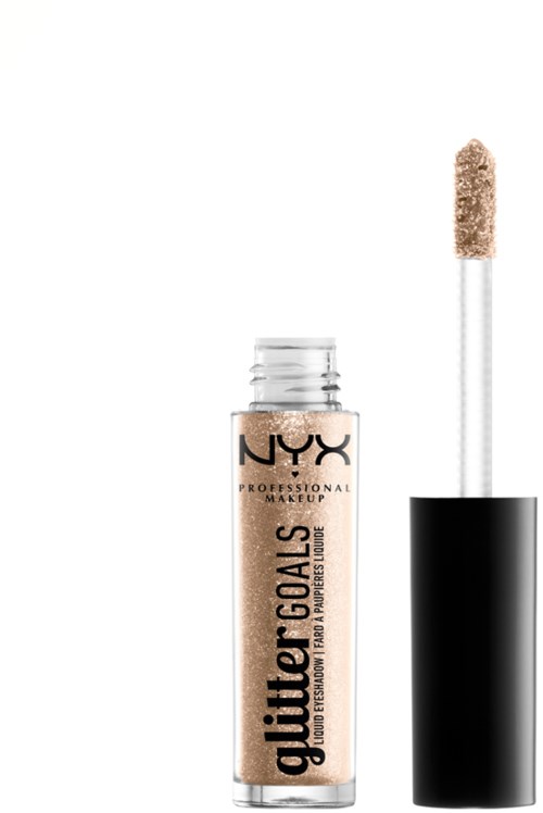Eine Tube NYX Glitter Goals Make-up mit Applikator außerhalb der Tube.