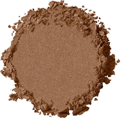 En rund makeup-puder med en slät mittdel och skarpa kanter, i en ljusbrun färg.