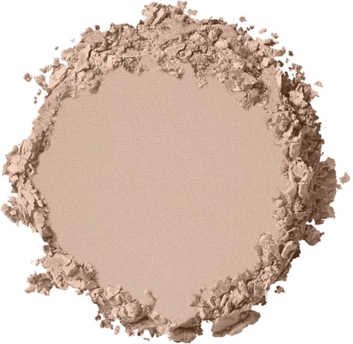 Löst ljusbrunt pulver med en tom mitt, kanske makeup eller lera.