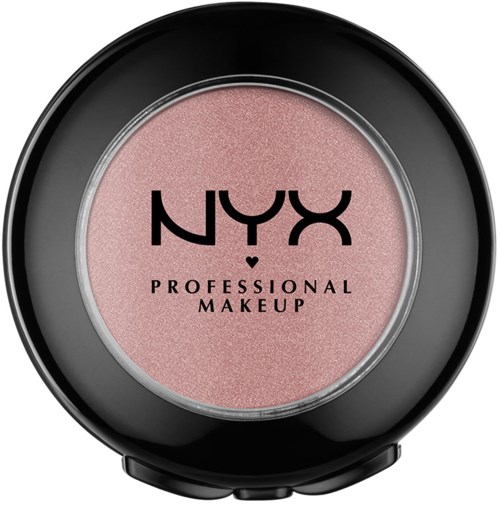 Ett runt makeup-glas med rosa ögonskugga och svart lock, visar NYX-loggan och 'Professional Makeup'-text.