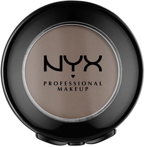 Ett kompakt förvaringsbehållare med beige puder från NYX Professional Makeup och svart lock.
