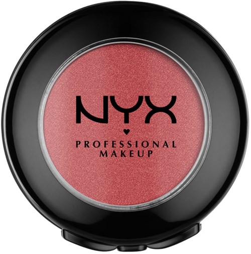 Rosa blush i en svart rund behållare med NYX Professional Makeup-logga.