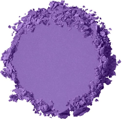 En rund hög av lila pulvermakeup med ett slätt centrum och ojämna kanter.