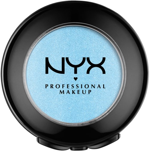 Blå ögonskugga i NYX professionell makeup-ask med svart kant och logotyp.