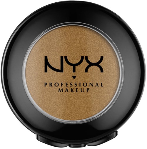 En rund förpackning med NYX professionell makeup med beige pulver inuti.