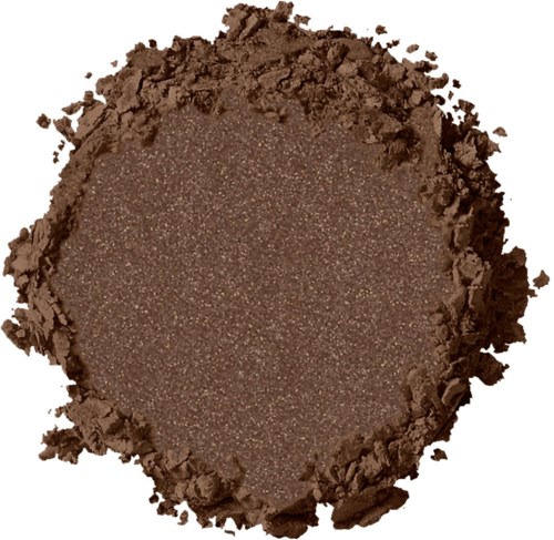 En rund, bruns skugga med matt finish, omgiven av krossad puder. Används för ögonMakeup.