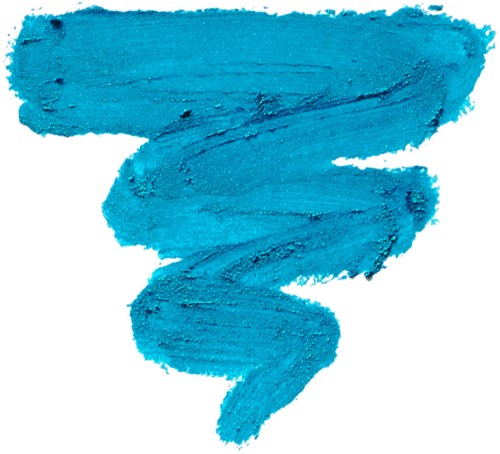 Ein blauer, wirbelnder Farbstreifen auf weißem Hintergrund.