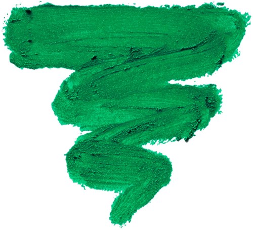 Ein grüner Farbstrich in Zickzack-Form auf weißem Hintergrund.
