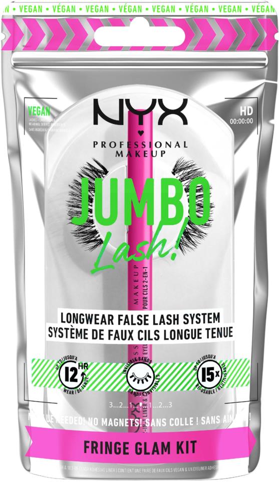 NYX Professional Makeup Jumbo Lash! Longewear False Lash System 01 Fringe Glam Kit
