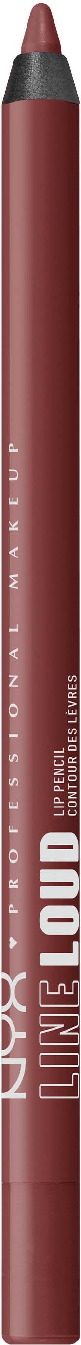 A makeup pencil with a red body, a pointed tip, and brand markings on it.