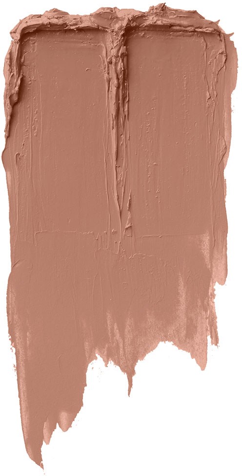 A smear of beige matte makeup or cosmetic product on white background.
