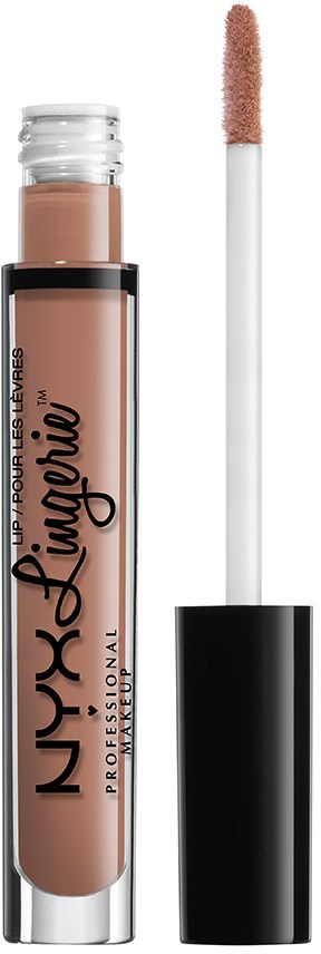 Liquid lipstick tube with wand applicator and black cap. Label says NYX Professional makeup Juicy effects.