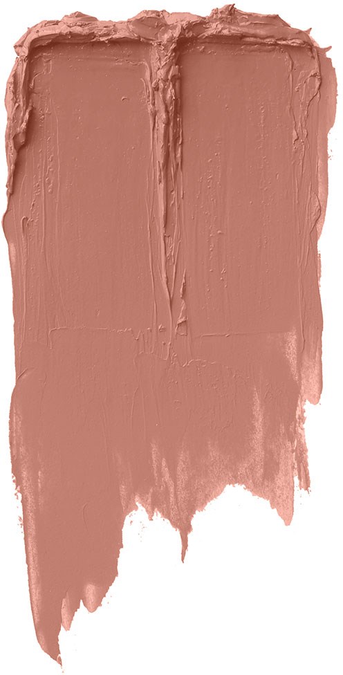 En kladd av beige eller ljusbrun makeup eller färg på en vit bakgrund.