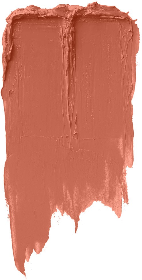 A smear of light brown makeup or paint on a white background with rough, uneven edges.
