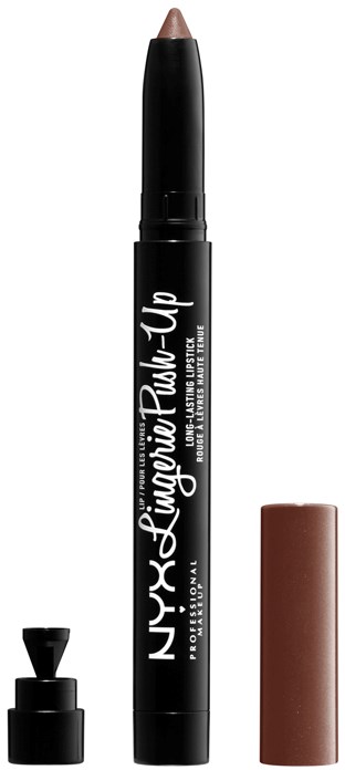 Kosmetiktinten mit schwarzem Körper, brauner Kappe und schräger Spitze für Make-up.