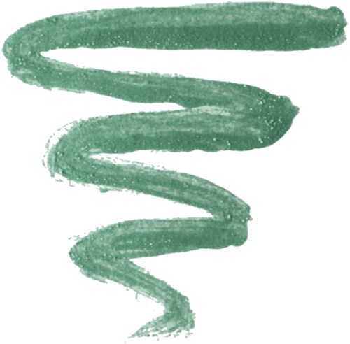 A green, spiral-shaped brush stroke with a watercolor look.