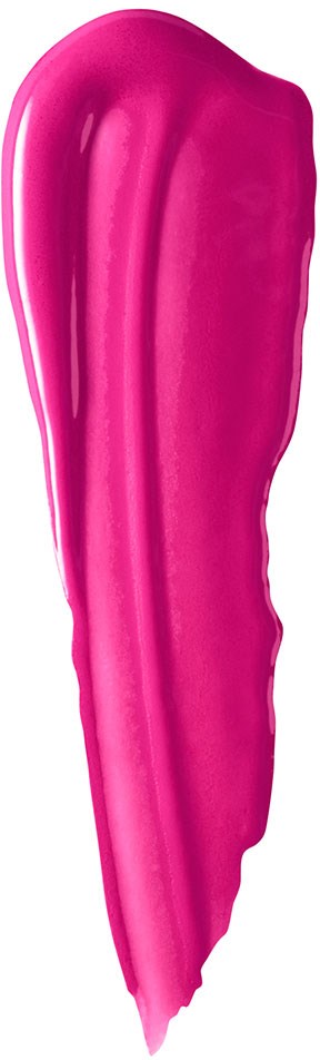 En ljus rosa smet av läppstift med glansig, slät textur på vit bakgrund.