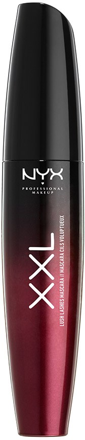 En svart och röd mascara rör med NYX-logotypen och 'XXL'-etiketten.