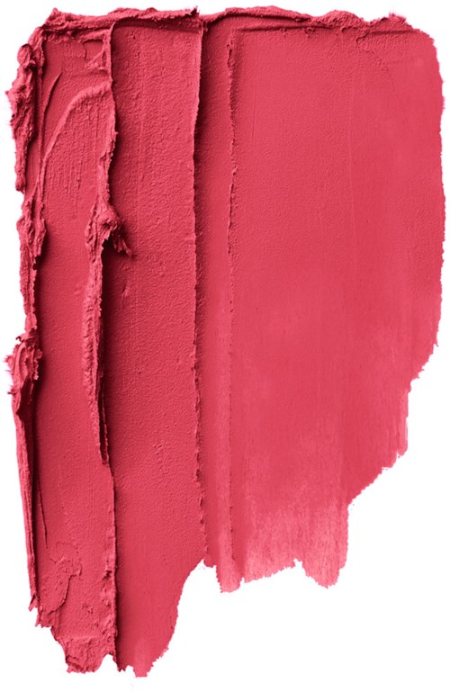 Ett smet av rosa läppstift med texturerade och släta områden, några ojämna kanter mot en vit bakgrund.