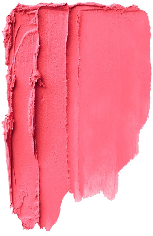 Klämmig rosa läppstift eller kosmetikprover med texturerade kanter och slät yta.