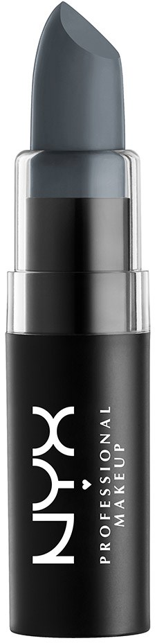 Ett svart läppstift med grått läppstift, märkt NYX Professional Makeup.