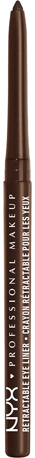 En brun utdragbar ögonbrynspenna med vit text från NYX Professional Makeup.