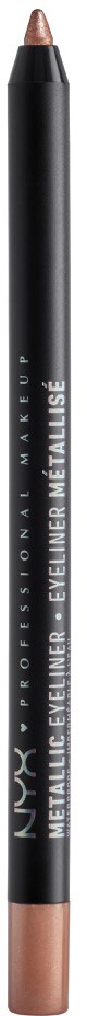 En svart eyelinerpennor med roséguldtopp, märkt NYX Professional Makeup Metallic Eyeliner Metalise.