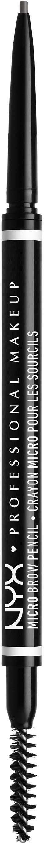 A black eyebrow pencil with a brush end and NYX Professional Make Up branding.