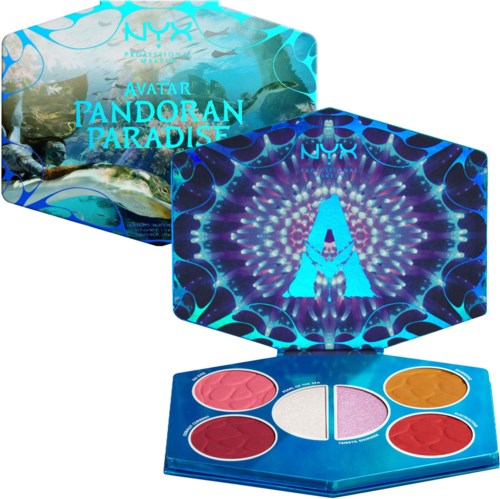 Colorful eyeshadow palette inspired by Pandora's floating mountains in Avatar.