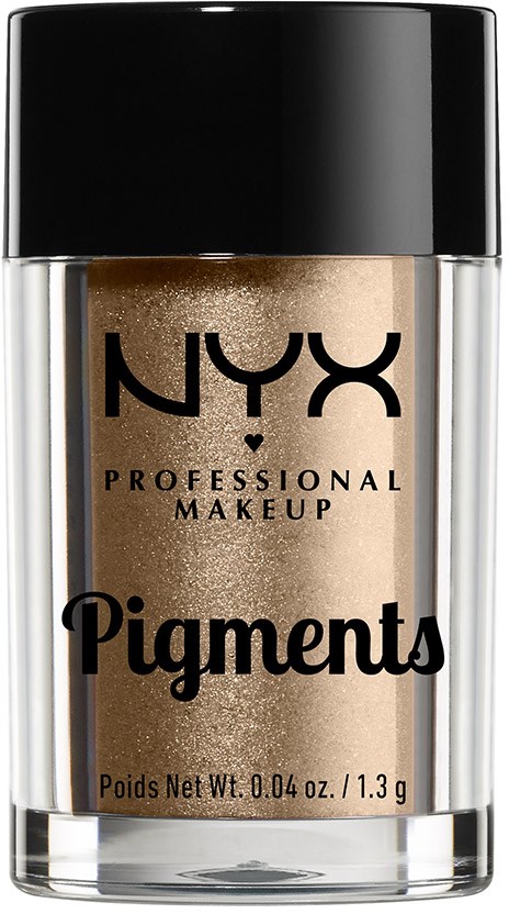 En flaska NYX professionell sminkpigment i en klar behållare med svart lock.