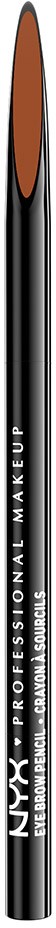 En sort makeup-børste med brunt spids, mærket NYX, til professionel øjenskygge eller makeup.
