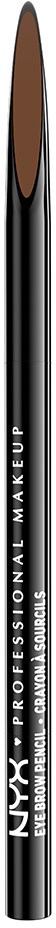 En makeupbørste med sort håndtag og brune børster, mærket NYX PROFESSIONAL MAKEUP.