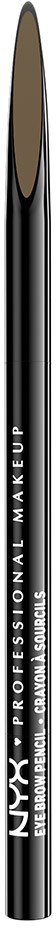 En makeup-børste med sort håndtag og lys børstehård, mærket NYX Professional Makeup.