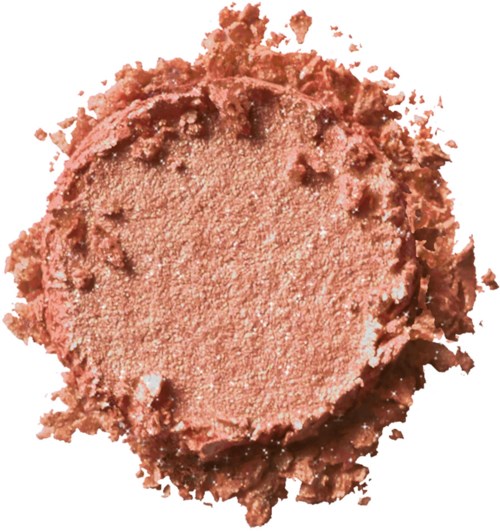 A broken, round, brown makeup eyeshadow with a matte texture and rough edges.
