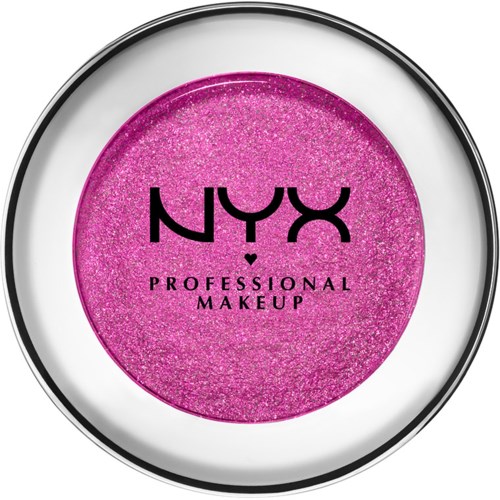 Pink glitter eyeshadow in a round container with NYX and Professional Makeup labels on top.