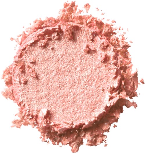 A round, pink, crushed powder with rough edges and a soft, powdery texture.