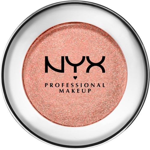 A round container of NYX professional makeup with shiny pink glitter inside.